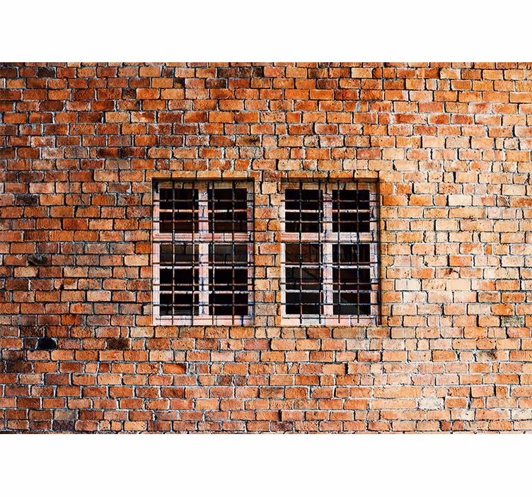 Fototapety tehly rustikálne tehlové okná - Tenstickers