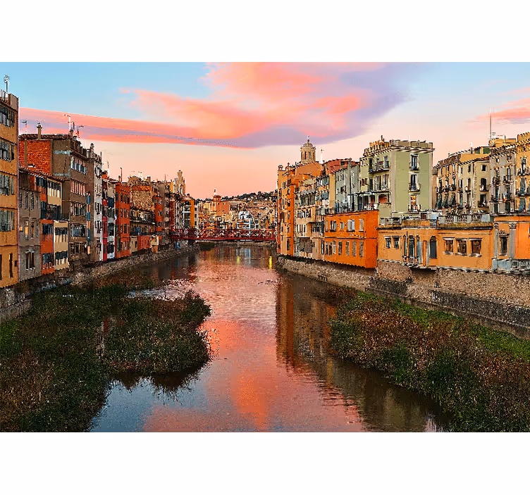 Fototapety na stenu mesta girona rieka západ slnka - Tenstickers