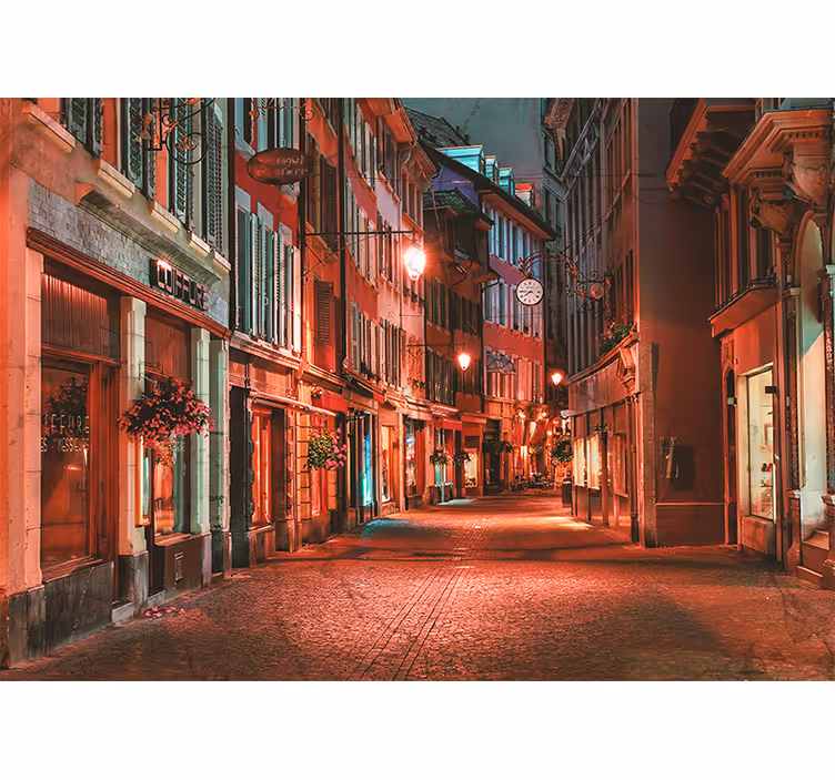 Fototapety na stenu mesta malebná dlažobná ulica - Tenstickers