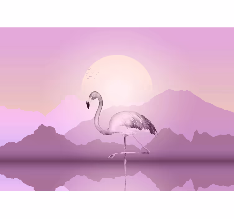 Fototapety so zvieratami elegantná silueta plameniaka - Tenstickers