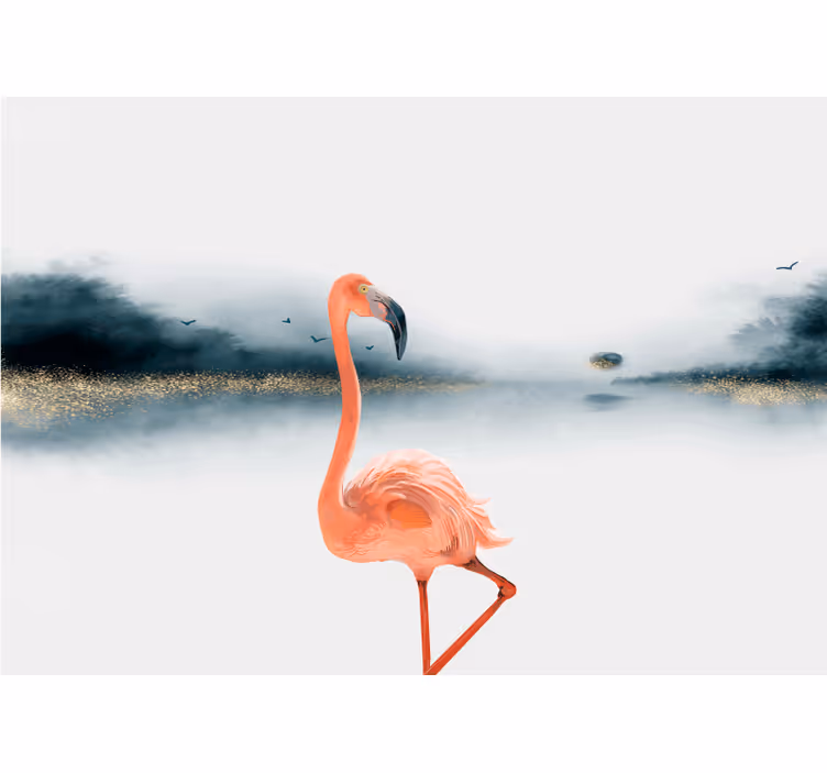Fototapety so zvieratami elegantná póza plameniaka - Tenstickers
