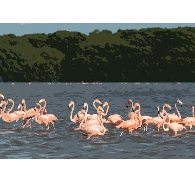 Fototapety so zvieratami zhluk plameniakov - Tenstickers