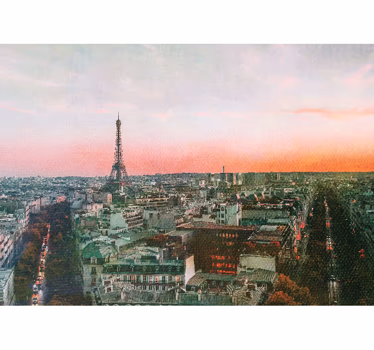 Fototapeta paríž západ slnka pri eiffelovej veži - Tenstickers