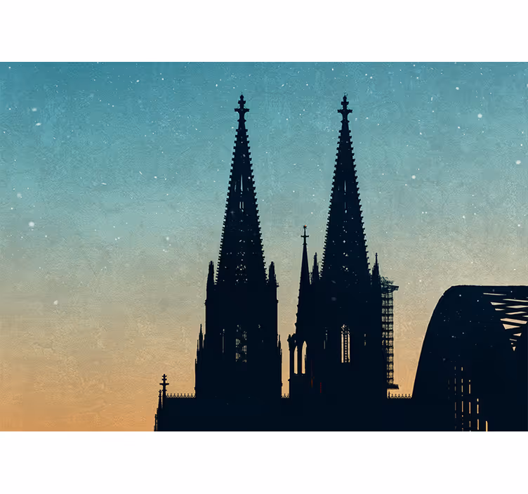 fototapety na stenu mesta siluety katedrálových veží - Tenstickers