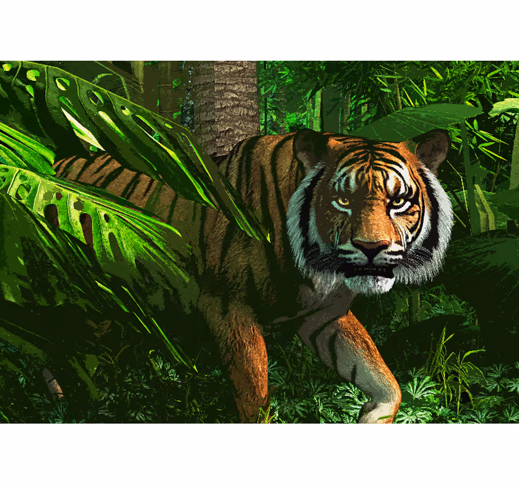 Fototapety so zvieratami majestátneho tigra v prenasledovaní - Tenstickers