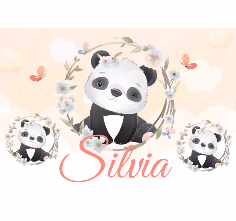 Fototapety so zvieratami panda s kvetmi - Tenstickers