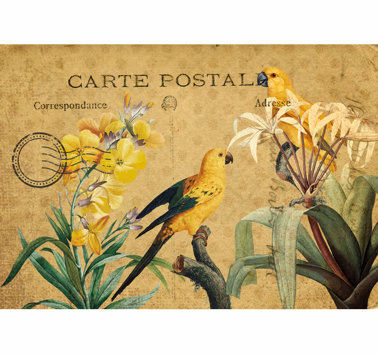Rôzne fototapety kvety vintage papagáje a flóra - Tenstickers