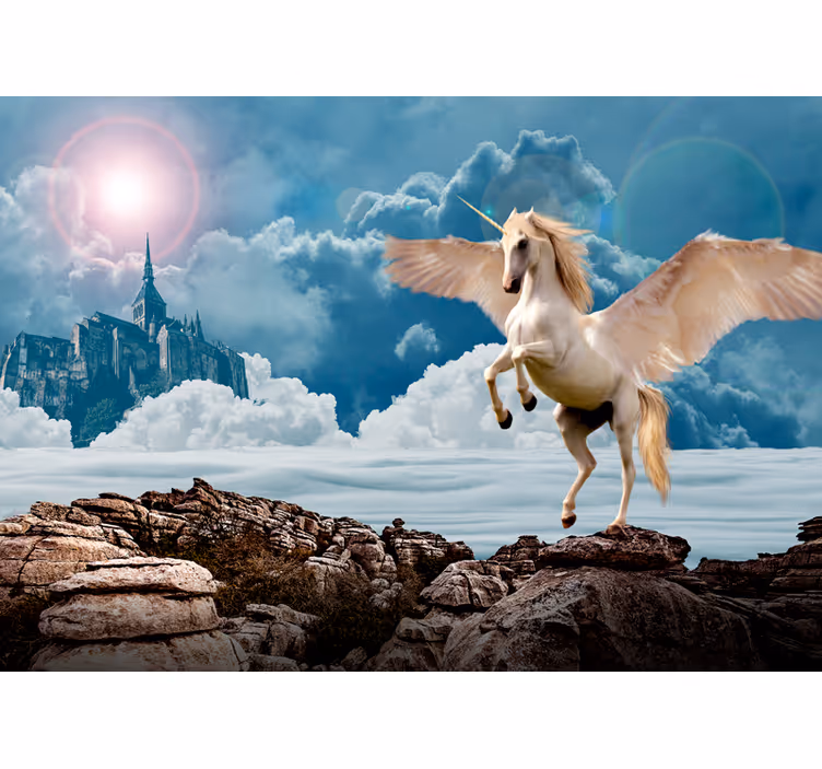Fototapety fantasy majestátne lietanie jednorožca - Tenstickers