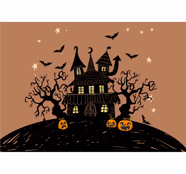 Fototapety halloween strašidelný halloweensky zámok z tekvíc - Tenstickers