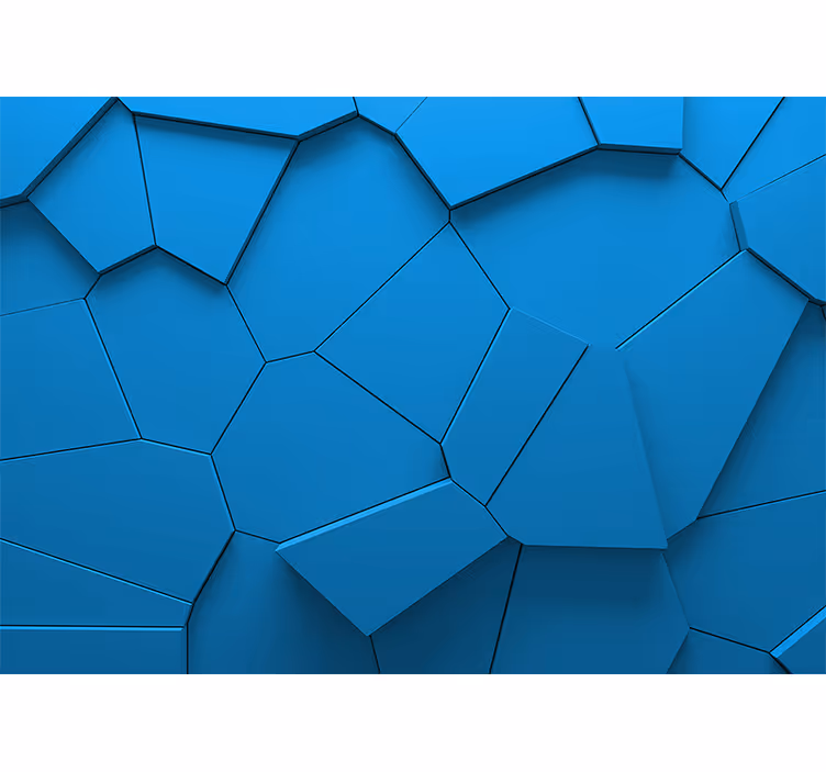 Modrá nástenná fototapeta geometrické tvary 3d efekt - Tenstickers