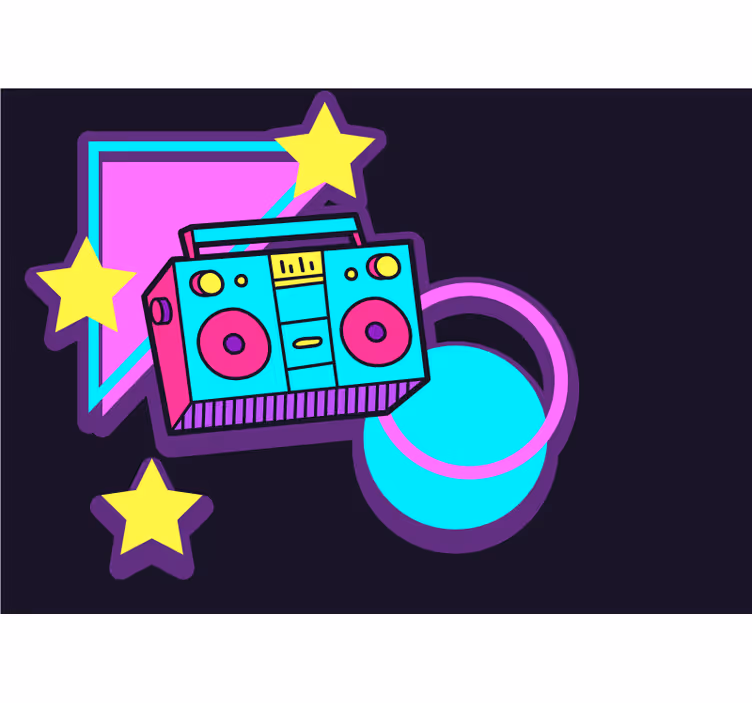 Hudobne fototapety retro boombox prvky - Tenstickers
