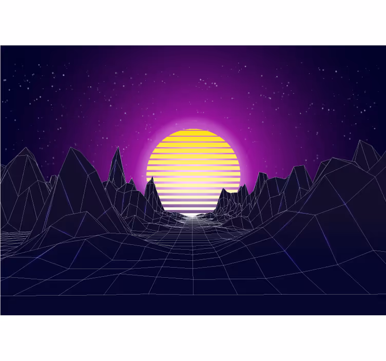 Abstraktné fototapety geometrická horská západná slnka - Tenstickers