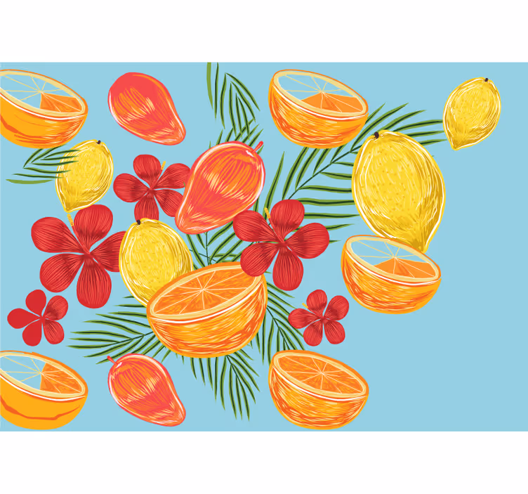 Pastelové citróny ovocie dizajnová fototapeta do kuchyne - Tenstickers