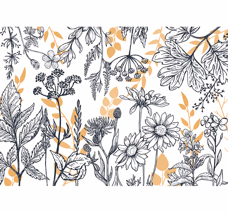 Fototapeta kvety botanická kontúrová ilustrácia - Tenstickers