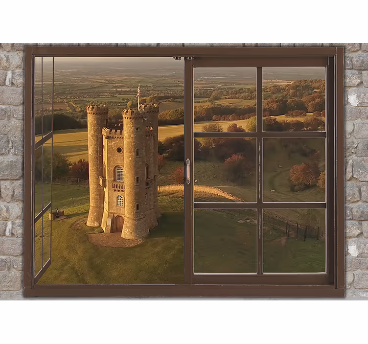 Západ slnka s hradnou krajinou 3d fototapeta - Tenstickers