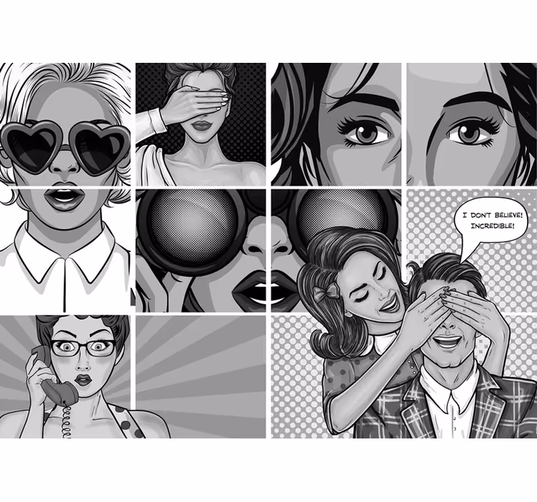 Ručne kreslená pop art vintage nástenná fototapeta - Tenstickers