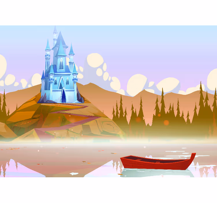 Fototapety fantasy scéna s odrazom hradu - Tenstickers