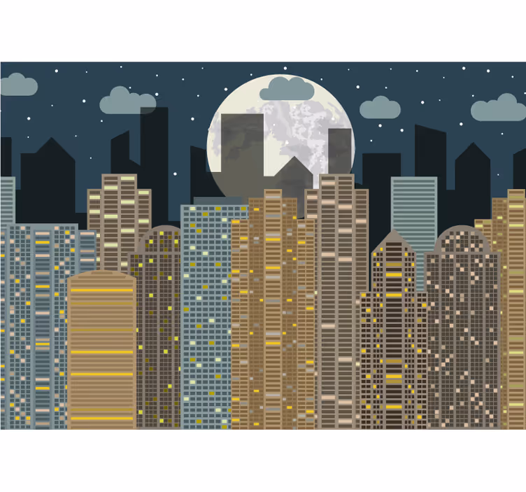 Fototapeta city night moonlight obývačka - Tenstickers
