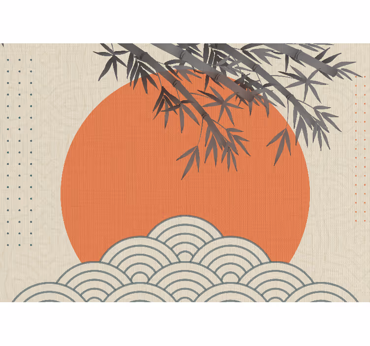 Fototapeta "japandi style" s tvarmi listov - Tenstickers