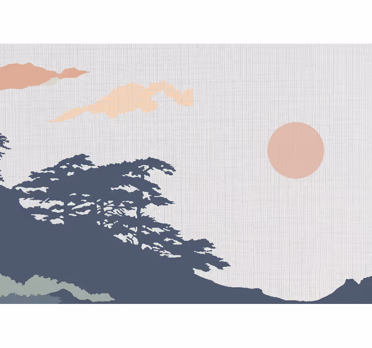 Japonská biela nástenná fototapeta umeleckého lesa - Tenstickers