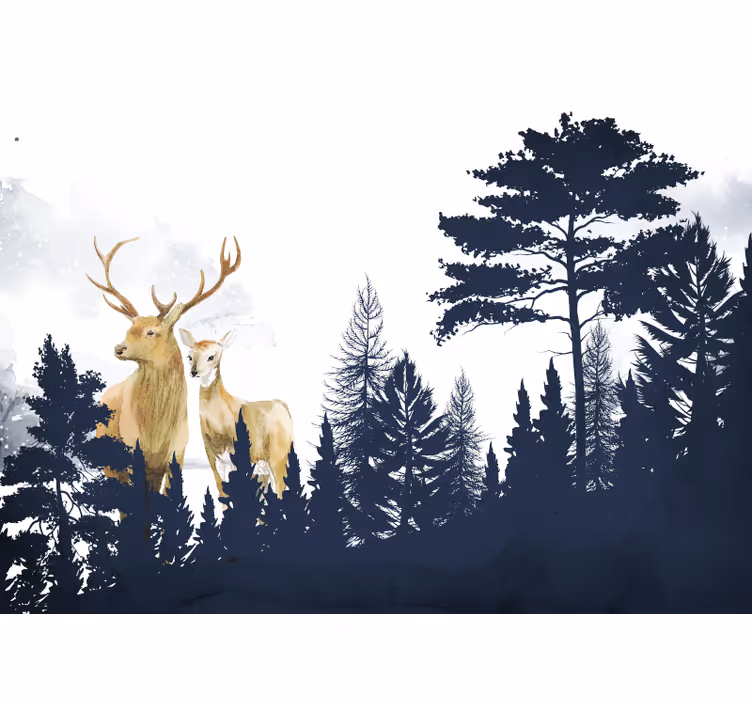Fototapety na stenu les majestátna dvojica jeleňov - Tenstickers