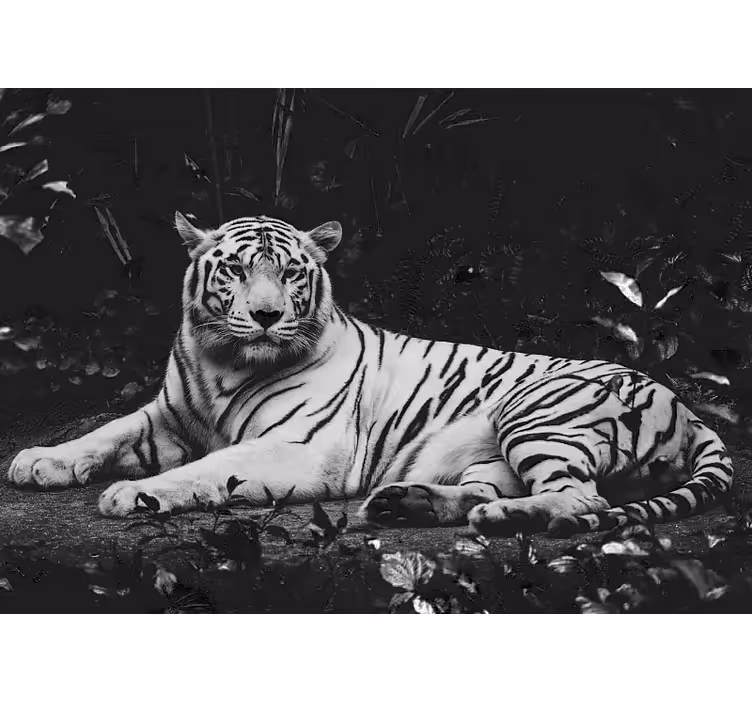 Fototapeta odpočívajúci biely tiger - Tenstickers