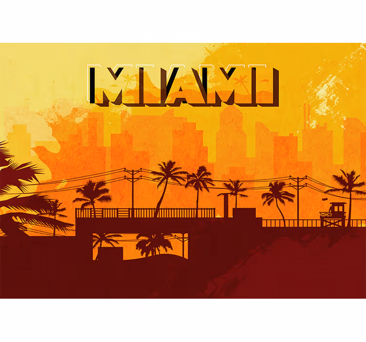 Fototapety na stenu mesta miami panoráma pri západe slnka - Tenstickers