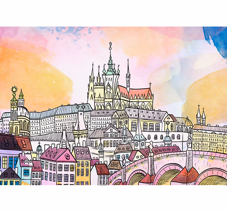 Fototapety na stenu mesta pohľad na pražský hrad - Tenstickers