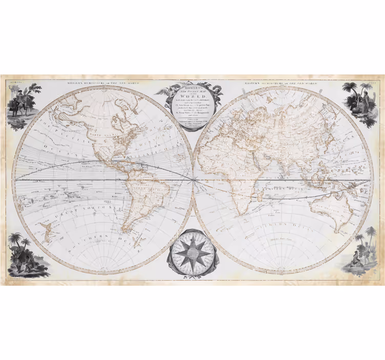 fototapeta do kancelárie vodové farby Vintage svetová mapa - Tenstickers