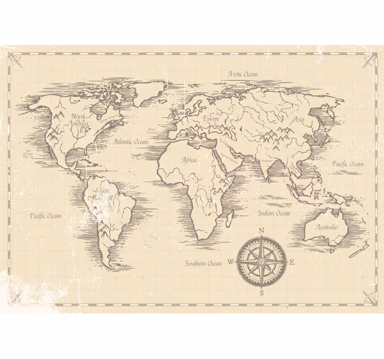fototapeta do kancelárie vintage mapa sveta - Tenstickers