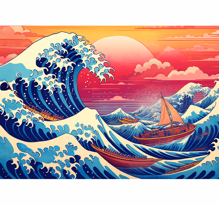 fototapeta klasické umenie japonská vlna nasýtené farby - Tenstickers