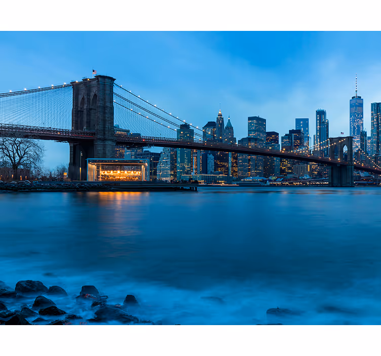 fototapeta new york nočná scenéria brooklynského mosta - Tenstickers
