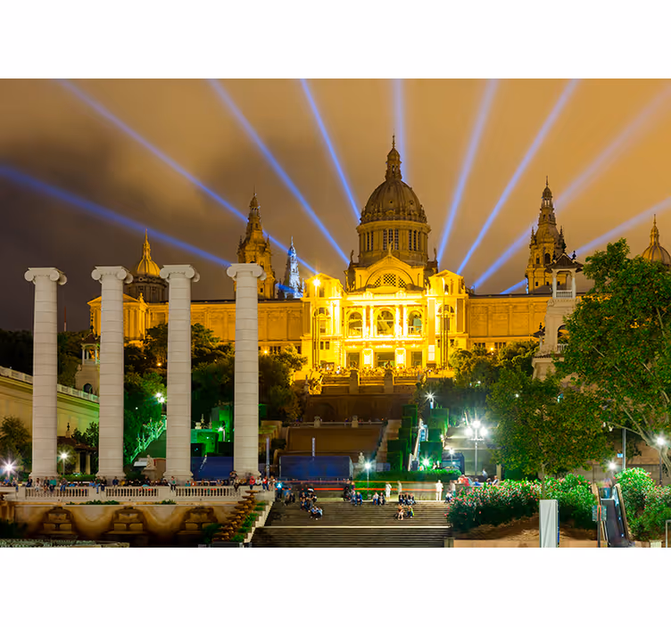 fototapety na stenu mesta barcelonské nočné svetlá - Tenstickers