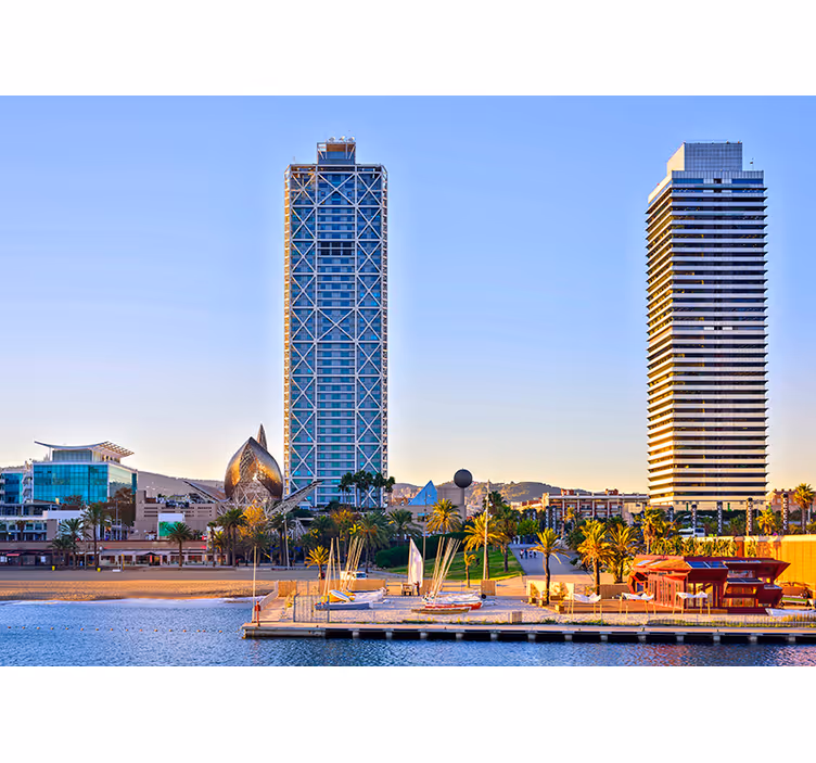 fototapeta barcelona pobrežný pohľad - Tenstickers