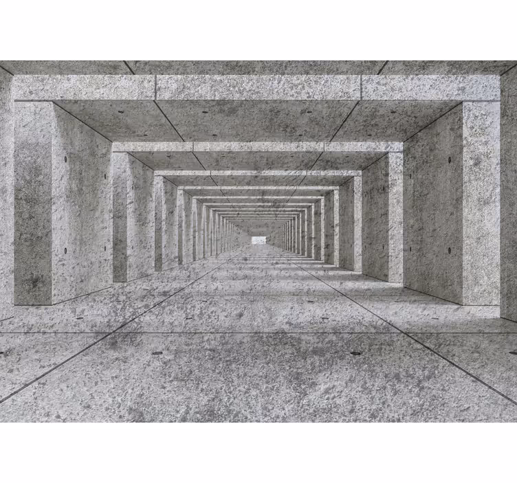 Betón 3d tunel 3d fototapeta - Tenstickers