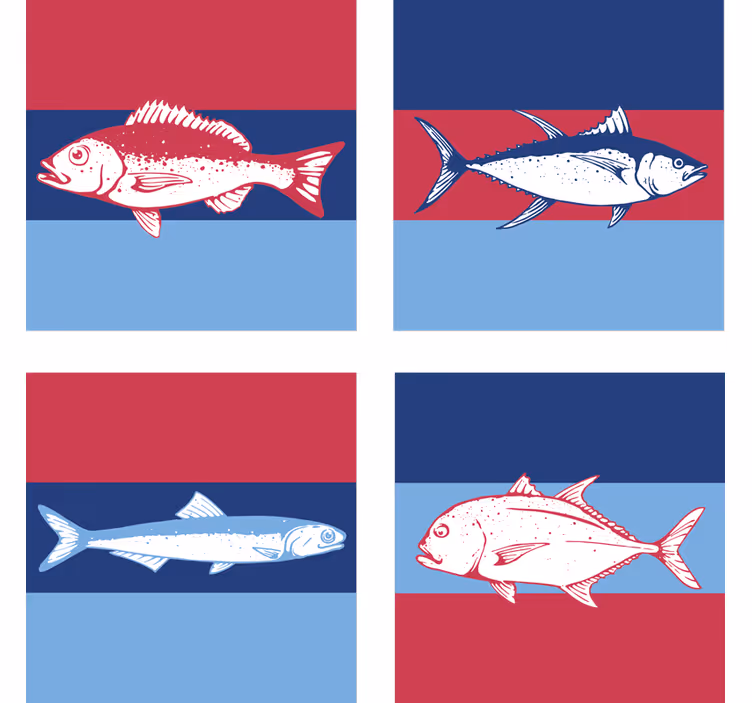 Podtácka štylizované ilustrácie rýb - Tenstickers