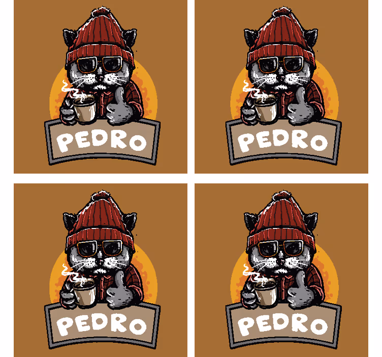 Zábavná podtácka cool mačka s kávou - Tenstickers