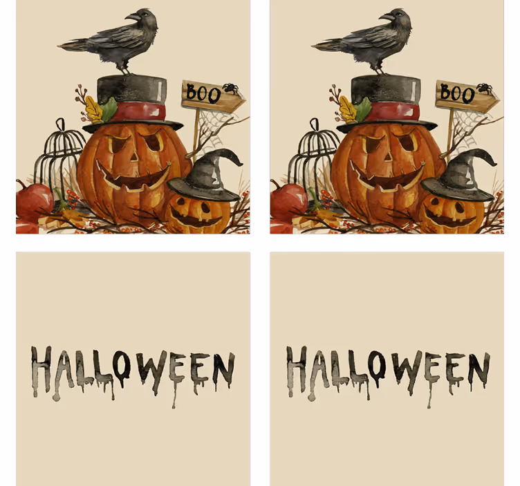 Podtácka halloween scéna s tekvicou a vrabcom - Tenstickers