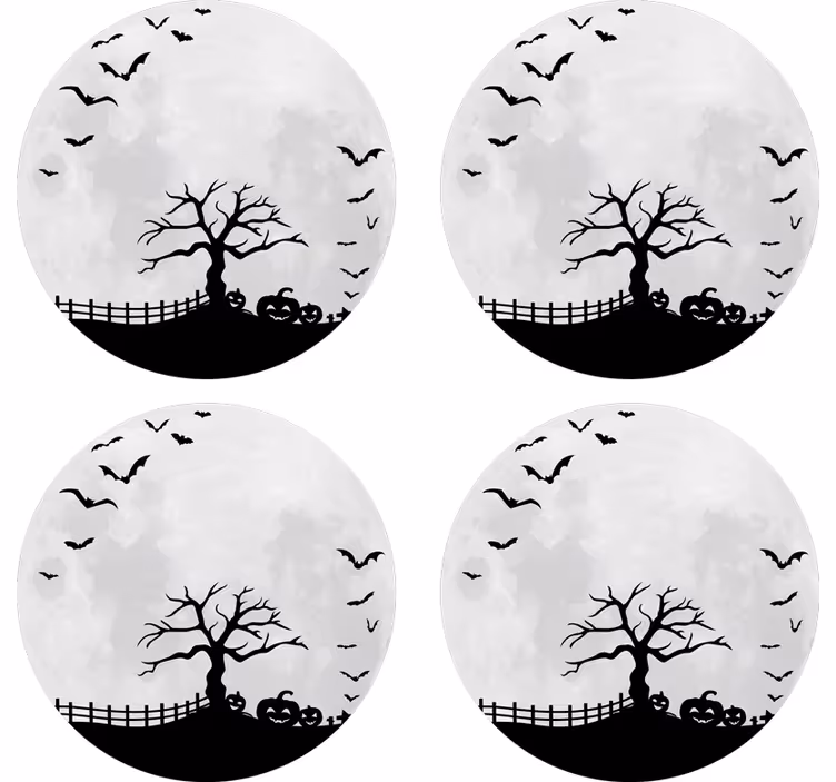 Podtácka halloween silueta strašidelného stromu - Tenstickers