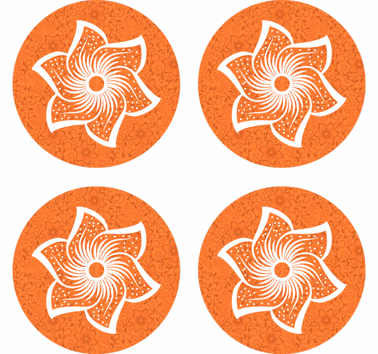 Pivná tácka Štýlová oranžová kvetinová - Tenstickers