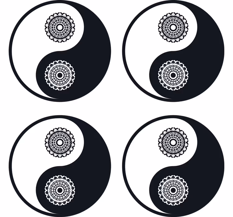 Zábavná podtácka s mandalovými vzormi yin yang - Tenstickers
