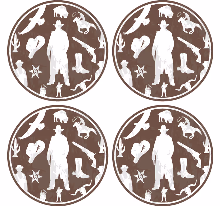 Podtácka vintage s westernovým cowboy motívom - Tenstickers