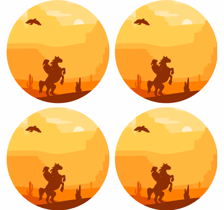 Podtácka vintage západ slnka v púšti - Tenstickers