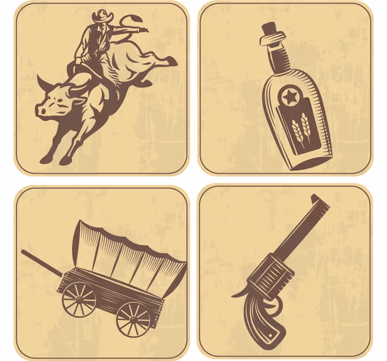 Podtácka vintage rodeo kovbojské umenie - Tenstickers