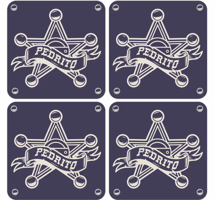 Podtácka vintage s insigniou šerifskej hviezdy - Tenstickers