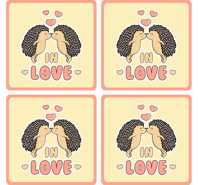 Moderná podtácka ježkovia srdiečka sa bozkávajú - Tenstickers