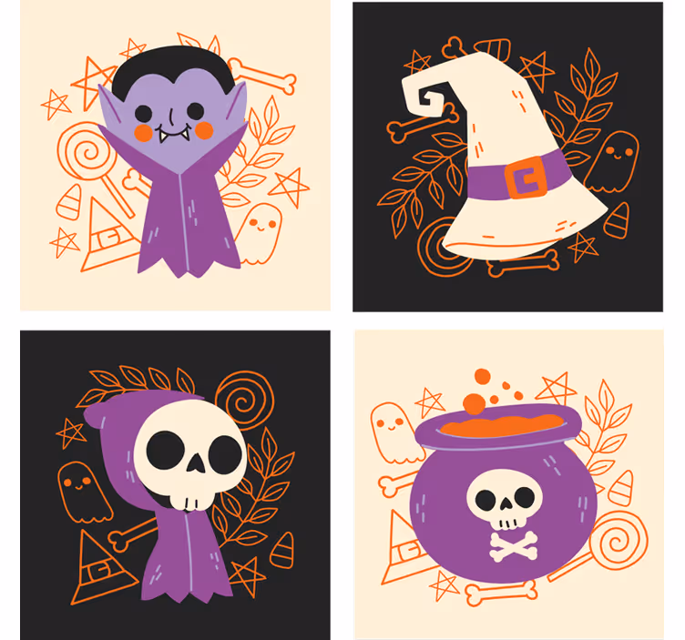 Roztomilé halloweenske príšery pijú dráhu - Tenstickers