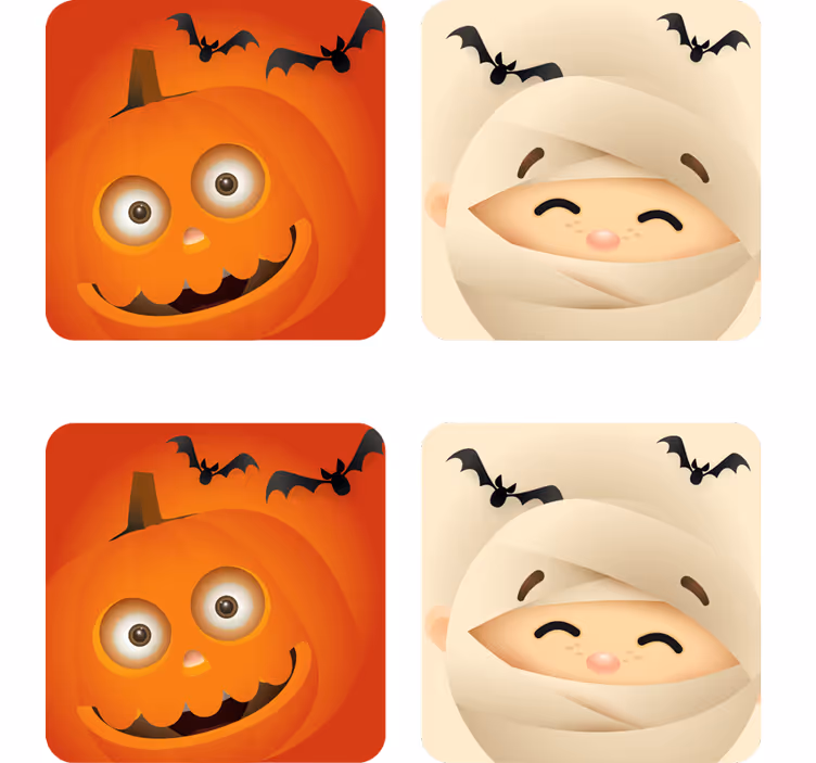 Podtácka halloween veselá tekvica a mumia - Tenstickers