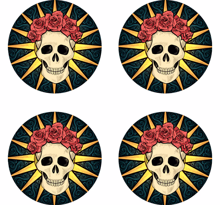 Dámska lebka s ružovou halloweenskou podložkou - Tenstickers