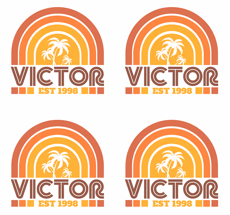 Podtácka na mieru retro palmové stromy emblem - Tenstickers